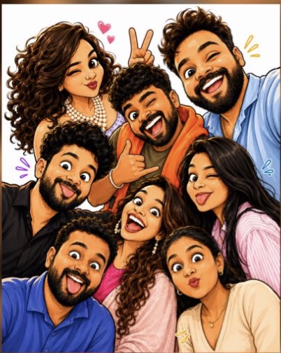 Illustrated group of friends